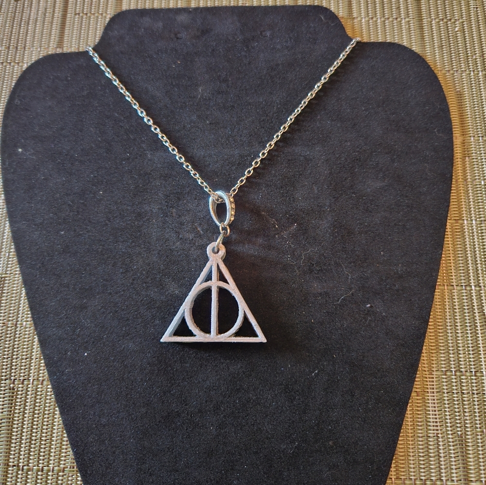 Deathly Hallows 3D printed charm necklace